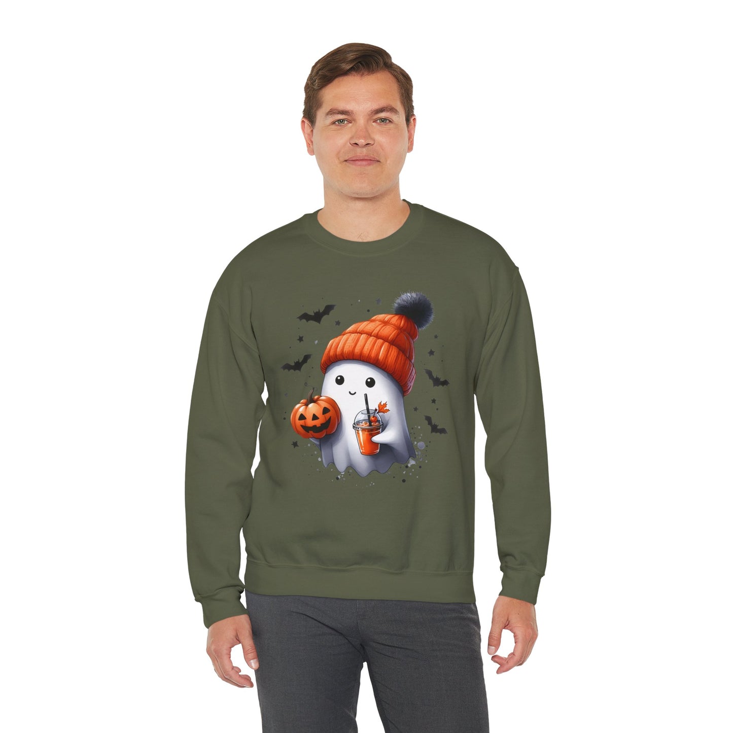 Cute Halloween Ghost With Hat Pumpkin Juice Sweatshirt