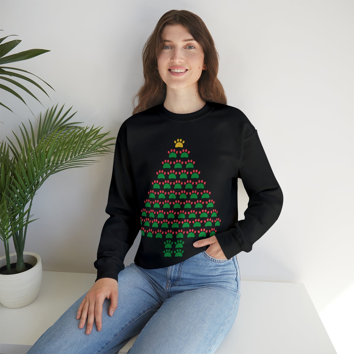Pawprint Christmas Tree Ugly Sweater Sweatshirt