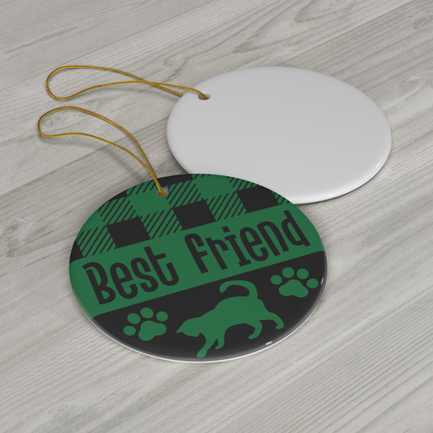 Best Friend Cat Christmas Ceramic Ornament