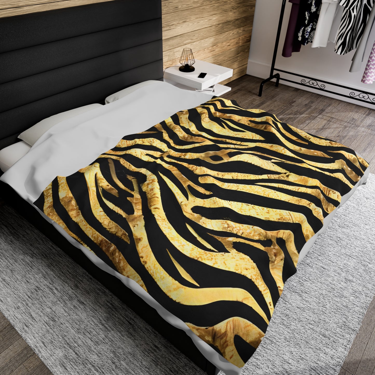 Gold Zebra Print Blanket