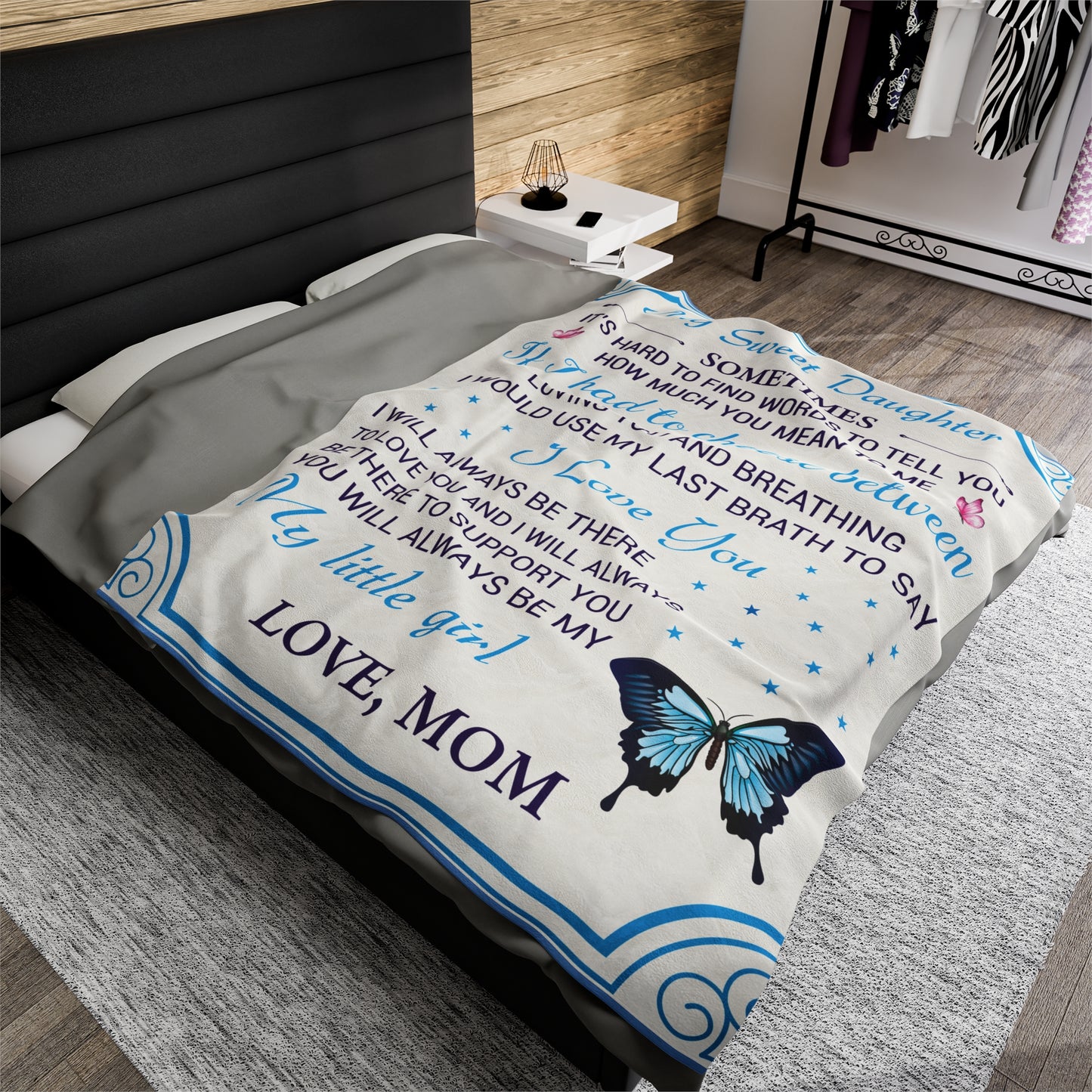 To My Daughter Sometimes It's Hard To Find Words Love Mom Blanket