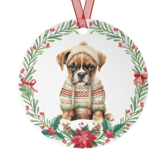 Boxer Dog in Sweater Ornament