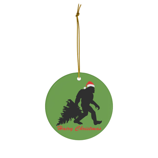 BigFoot Sasquatch Hairy Christmas Ceramic Ornament