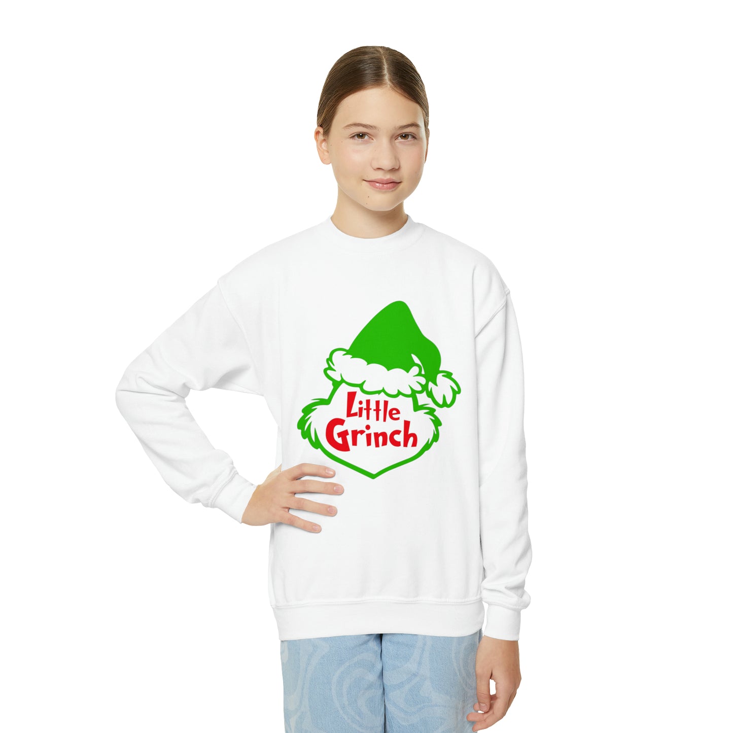 Little Grinch Christmas Youth Crewneck Sweatshirt