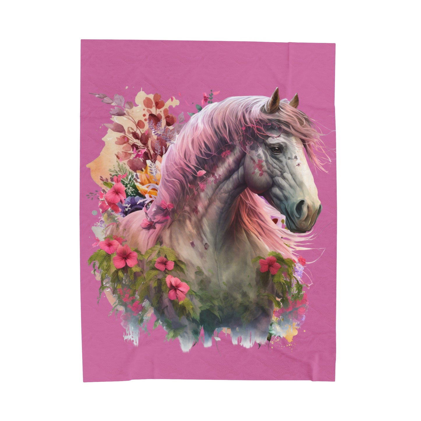 Watercolor White and Pink Horse Blanket