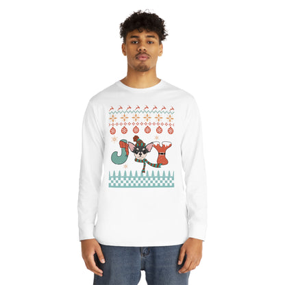 Joy Chihuahua Dog Christmas Ugly Sweater Long Sleeve Tee