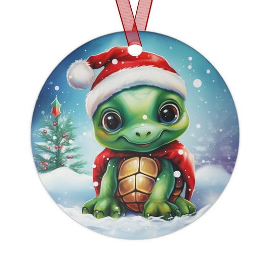 Turtle in Santa Hat Ornament