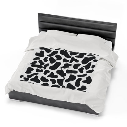 Black White Cow Print Plush Blanket