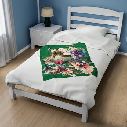 Hummingbirds with Flowers Blanket