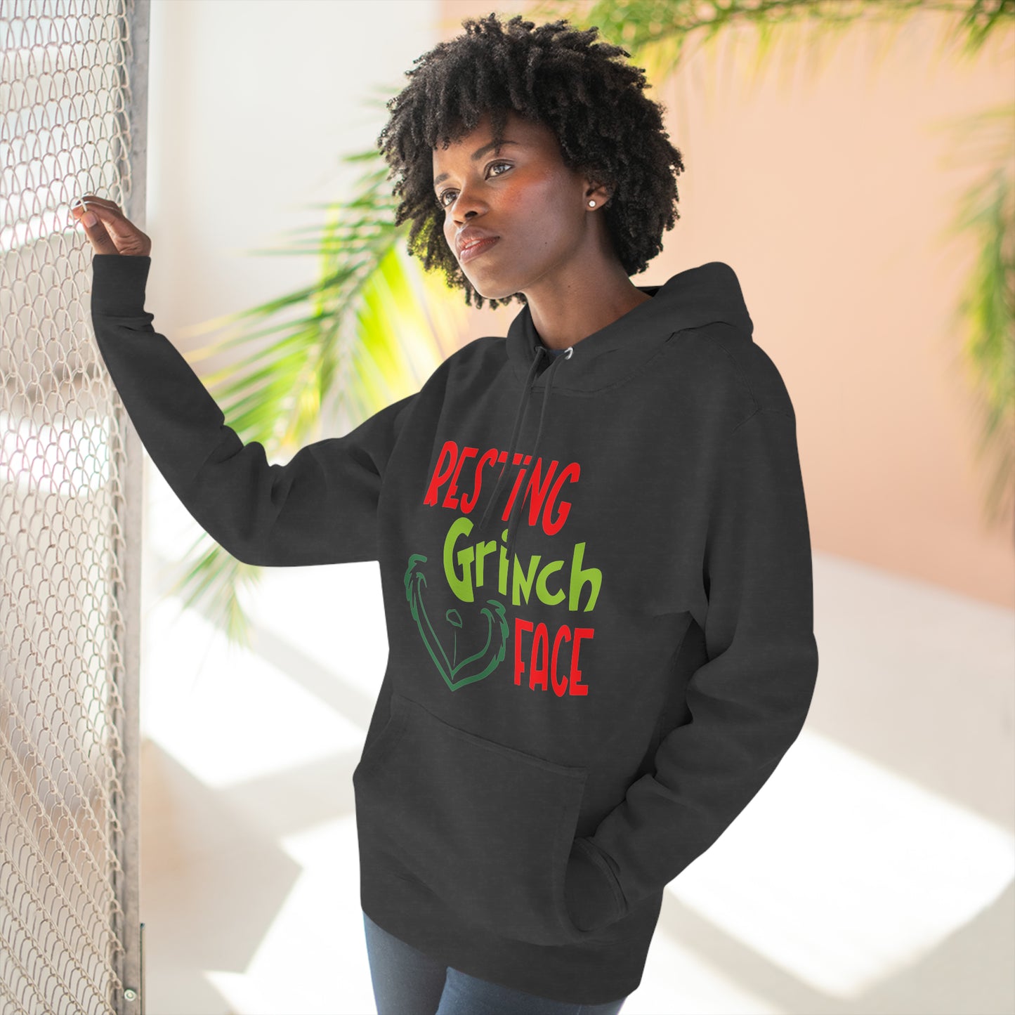 Resting Grinch Face Christmas Pullover Hoodie