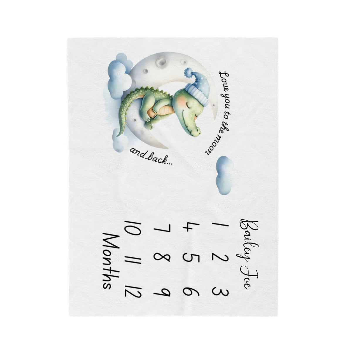 Love You To The Moon Milestone Velveteen Plush Blanket