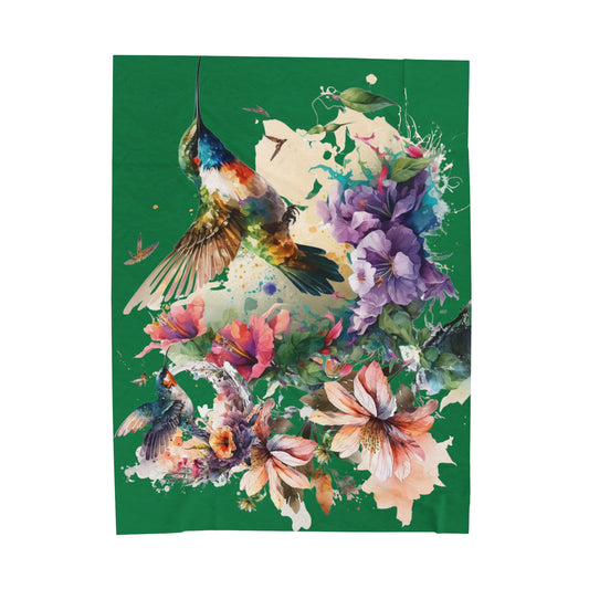 Hummingbirds with Flowers Blanket