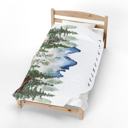 Mountain Wildlife Moose Milestone Velveteen Plush Blanket