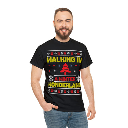 Walking in a Winter Wonderland Christmas Ugly Sweater Short Sleeve Tee