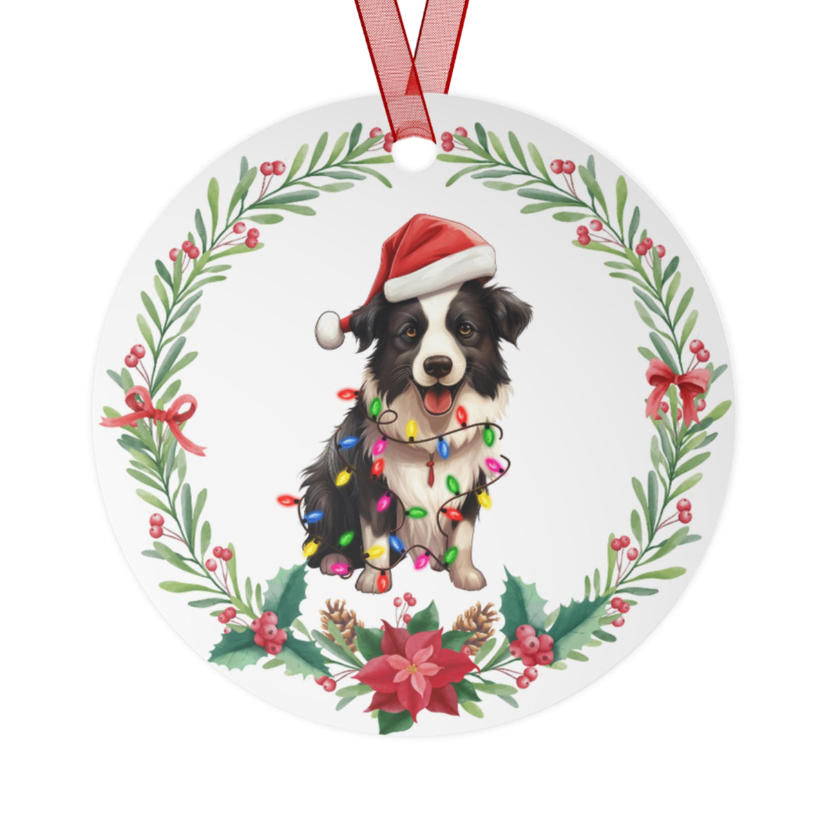 Border Collie Dog in Lights Ornament