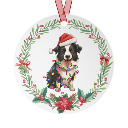 Border Collie Dog in Lights Ornament