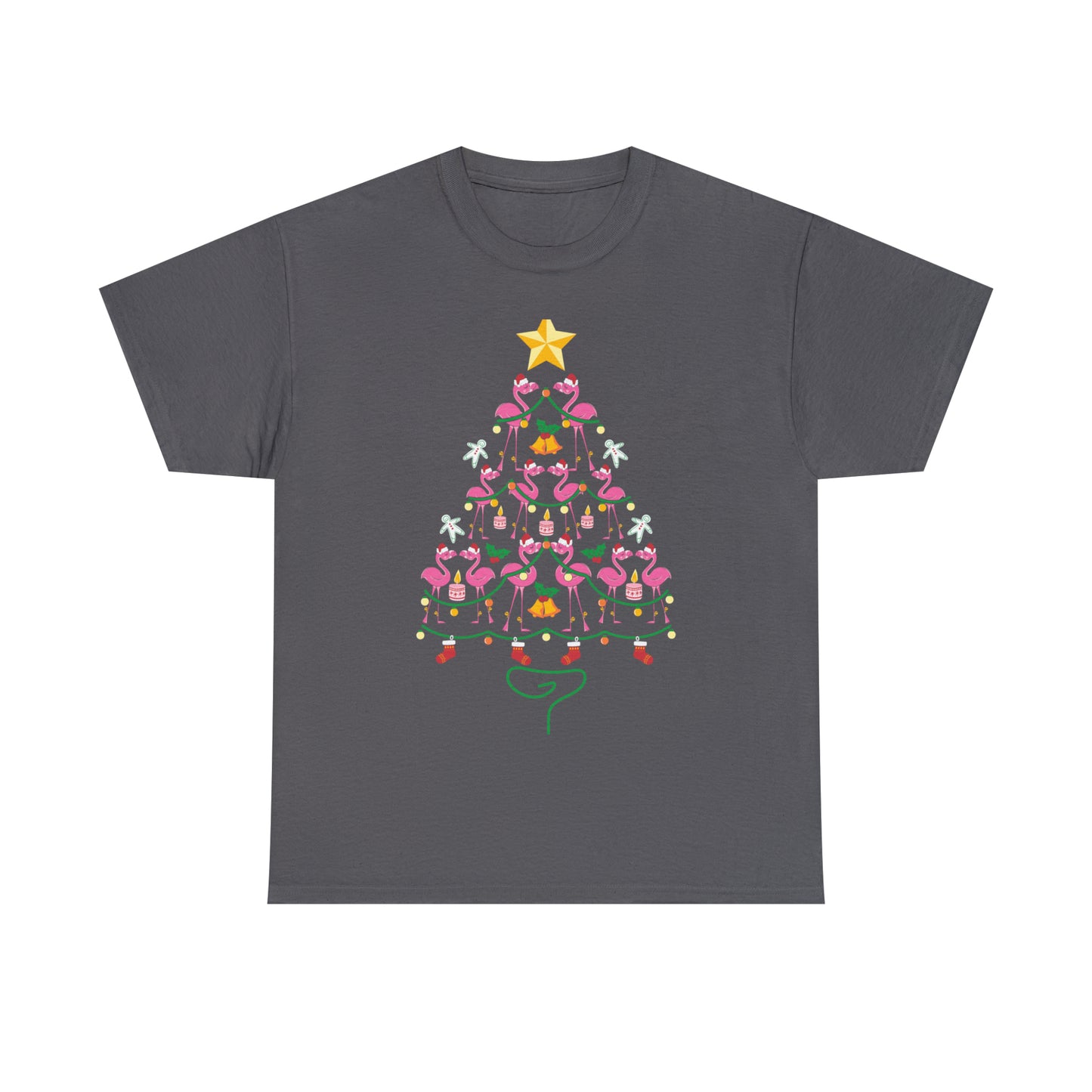 Flamingo Christmas Tree Christmas Short Sleeve Tee