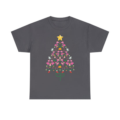 Flamingo Christmas Tree Christmas Short Sleeve Tee