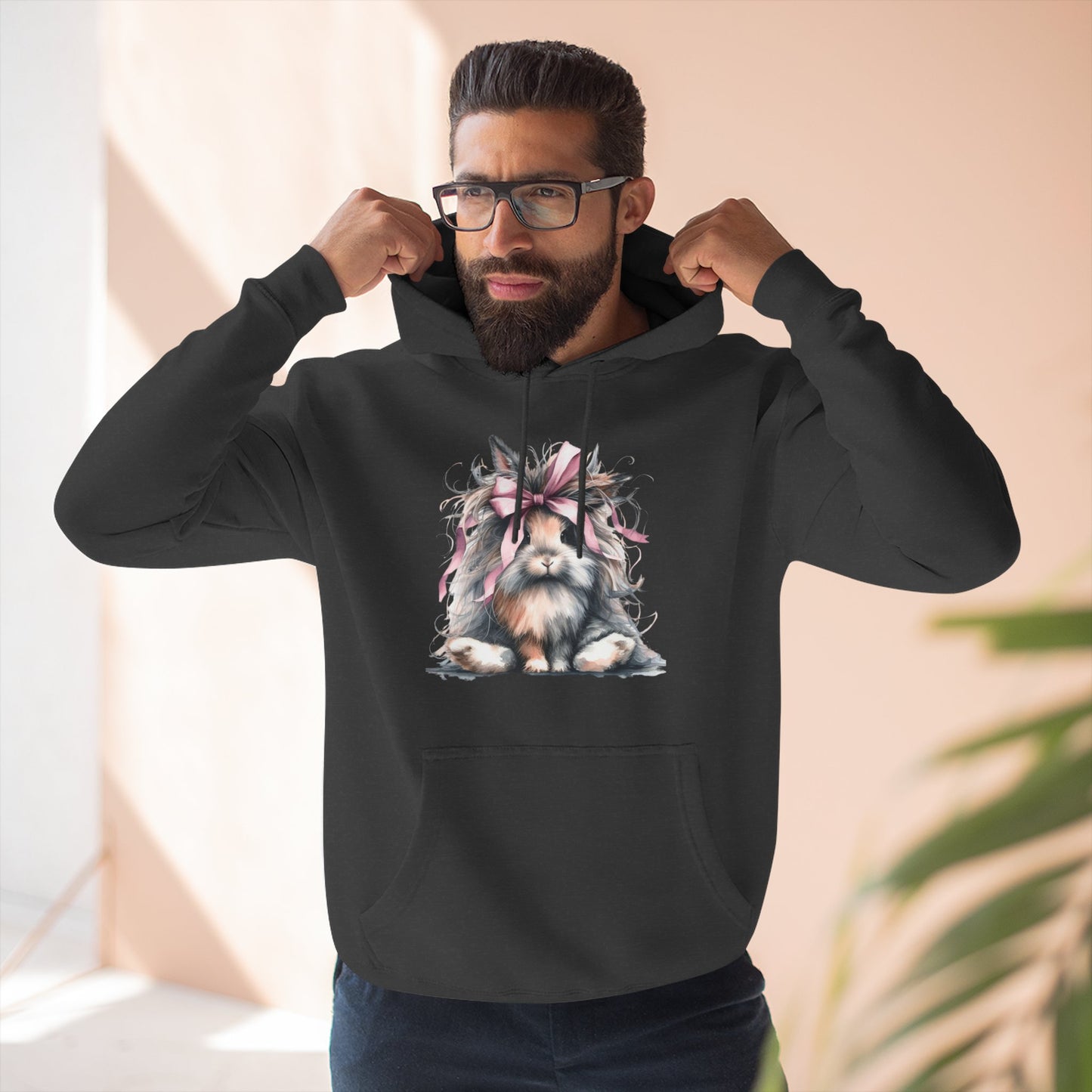 Crazy Long Haired Rabbit With Bow Pullover Hoodie