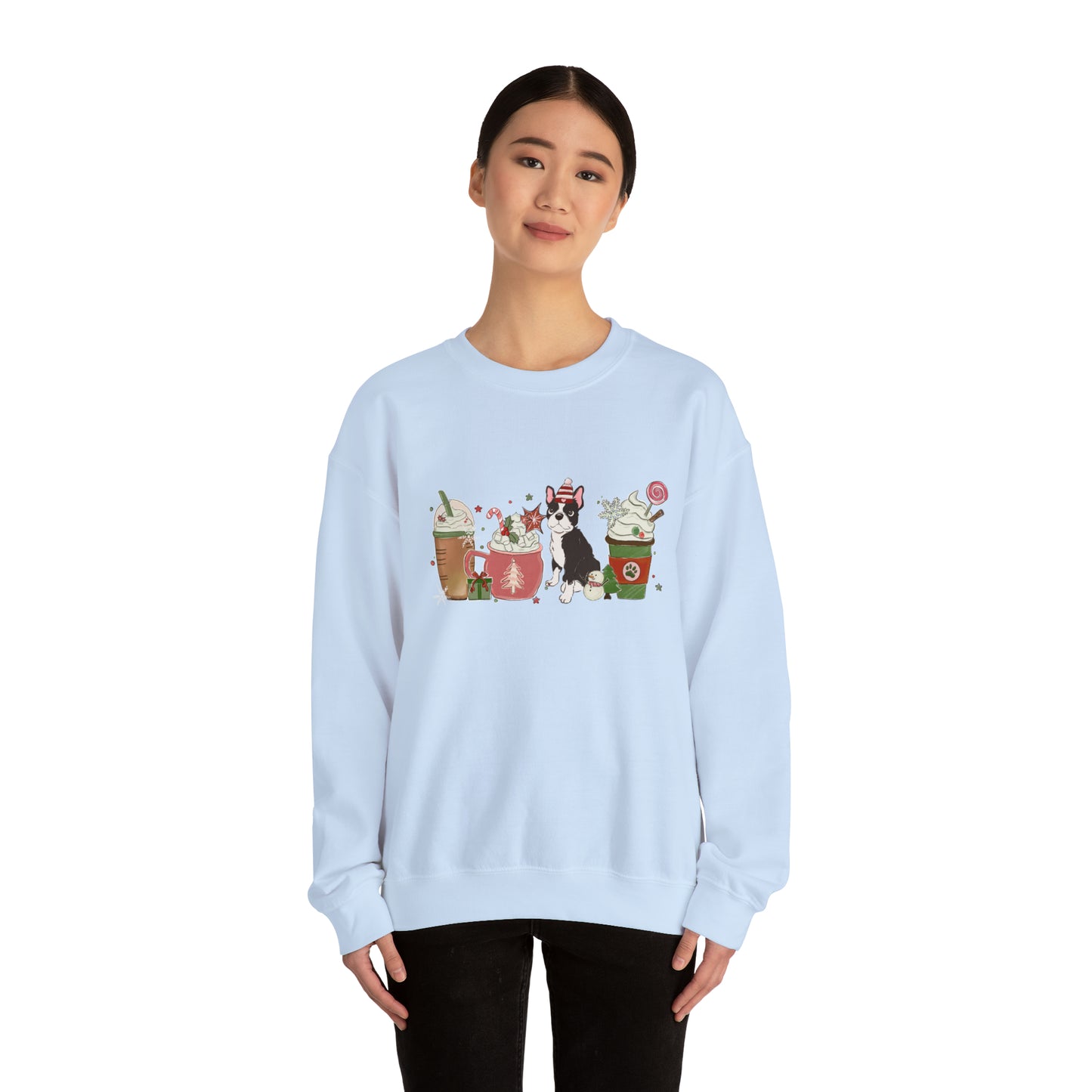 Boston Terrier Dog Latte Christmas Sweatshirt