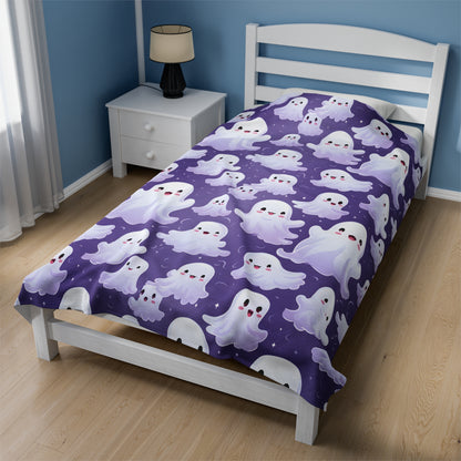 Purple Ghost Halloween Blanket