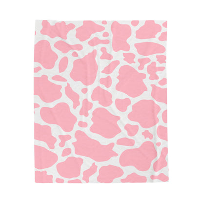 Pink Cow Print Plush Blanket