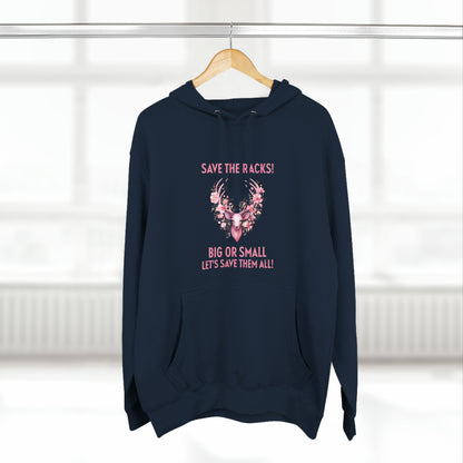 Save The Racks Big or Small Deer Breast Cancer Pullover Hoodie