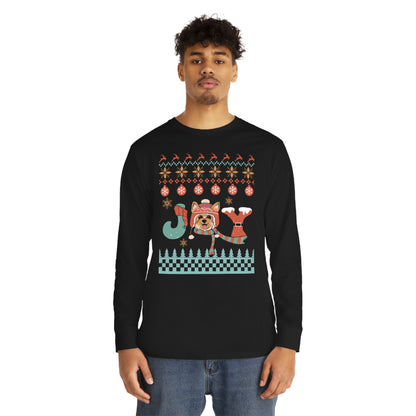 Joy Yorkshire Terrier Yorkie Dog Christmas Ugly Sweater Long Sleeve Tee