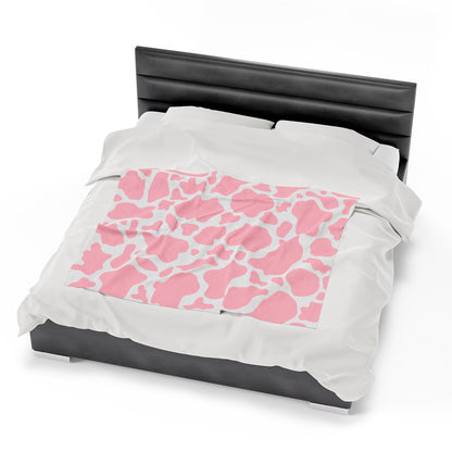 Pink Cow Print Plush Blanket