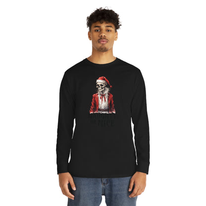 Naughty or Nice Skeleton Christmas Long Sleeve Tee