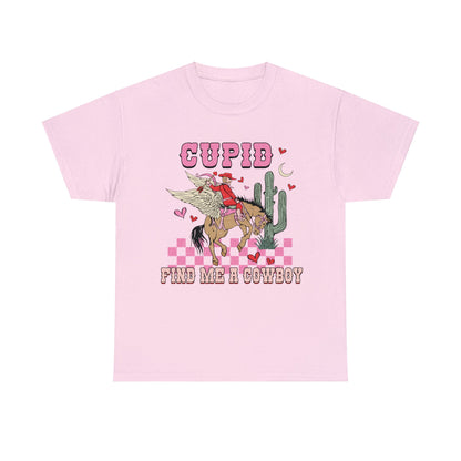 Cupid Find Me a Cowboy Valentine Short Sleeve Tee