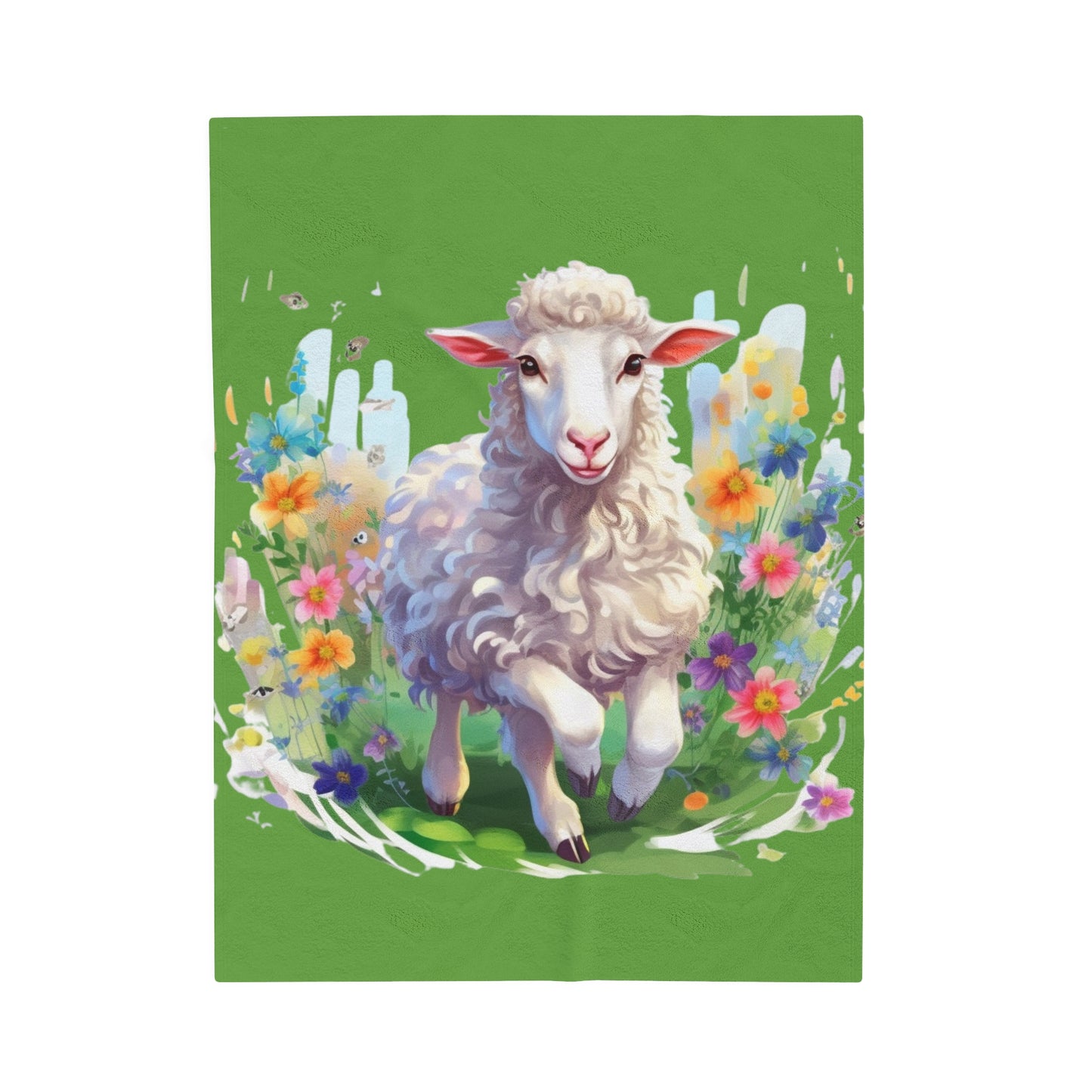 Sheep with Flowers Blanket