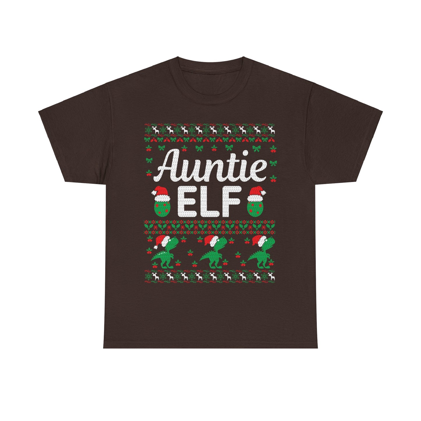 Auntie Elf Christmas Ugly Sweater Short Sleeve Tee