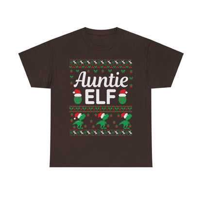 Auntie Elf Christmas Ugly Sweater Short Sleeve Tee