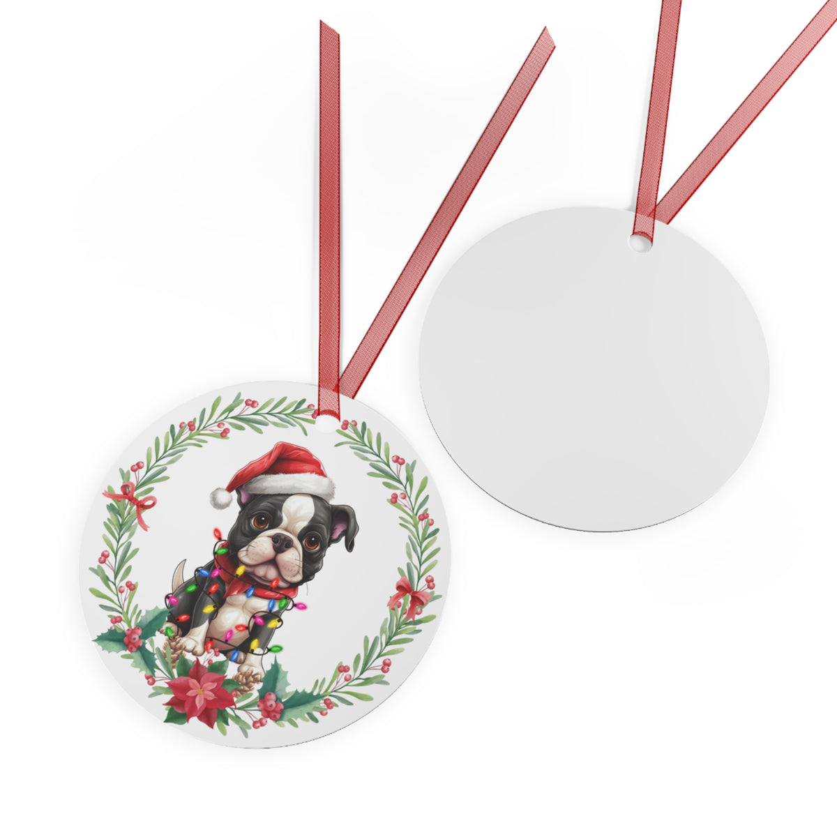 Boston Terrier Dog in Lights Ornament