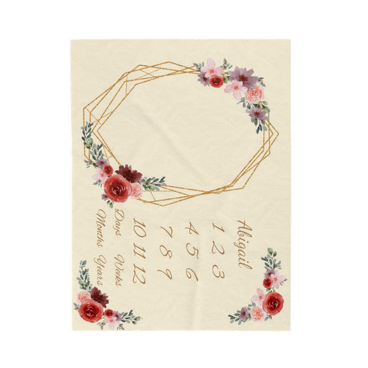 Rose Milestone Velveteen Plush Blanket