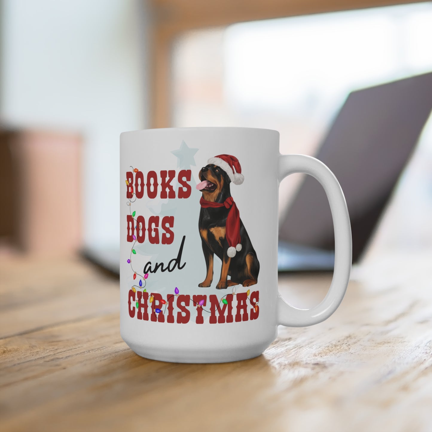 Books Dogs And Christmas Mug 15oz