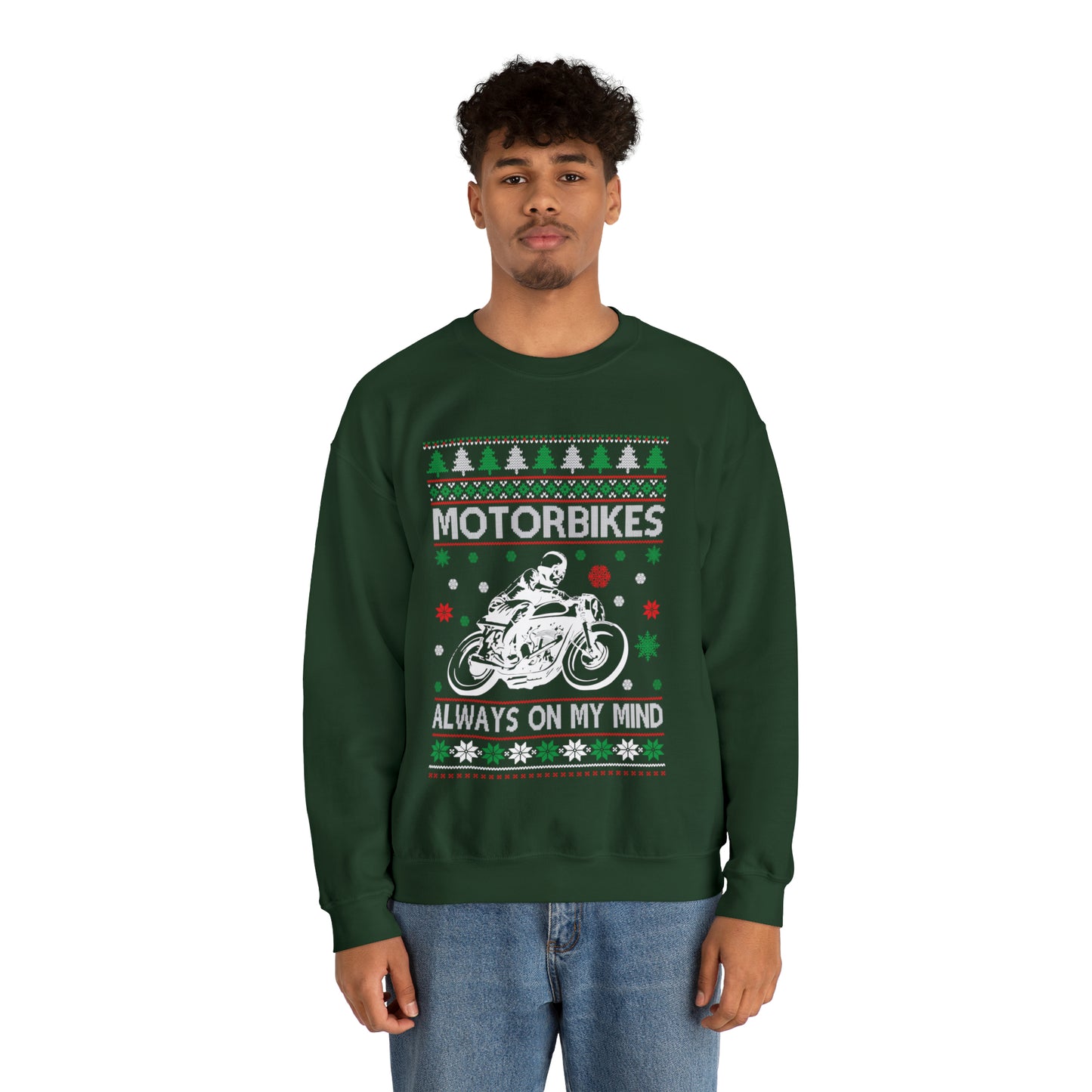 Motorbikes Always on My Mind Christmas Ugly Sweater Sweatshirt