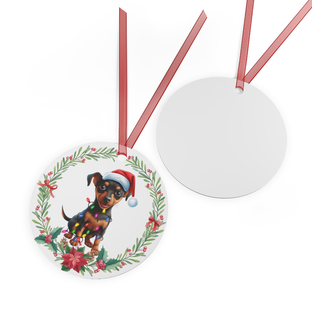 Miniature Pinscher Dog in Lights Ornament