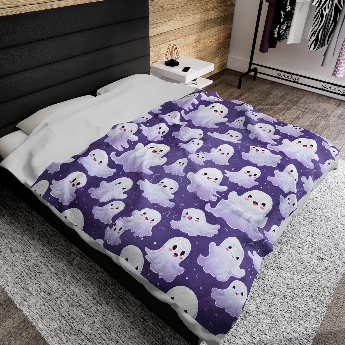 Purple Ghost Halloween Blanket