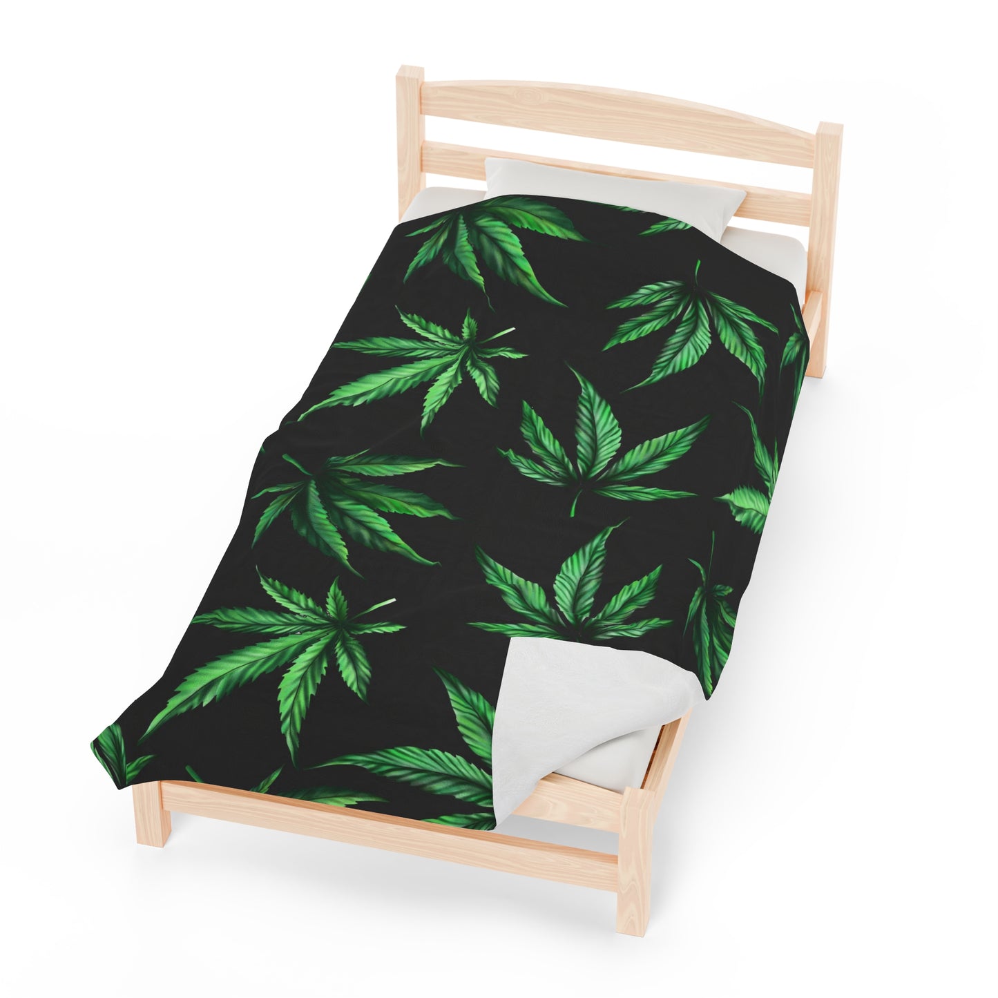 Marijuana Leaf on Black Blanket