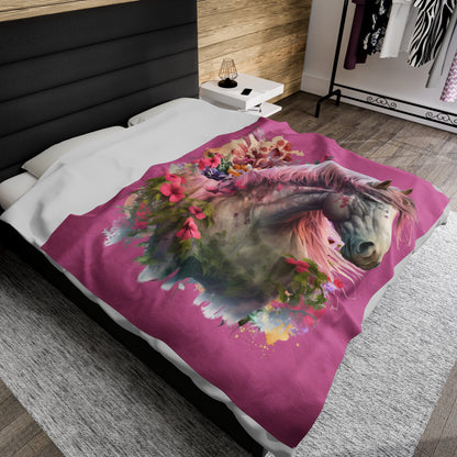 Watercolor White and Pink Horse Blanket