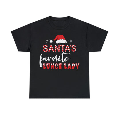 Santa's Favorite Lunch Lady Christmas Short Sleeve Tee