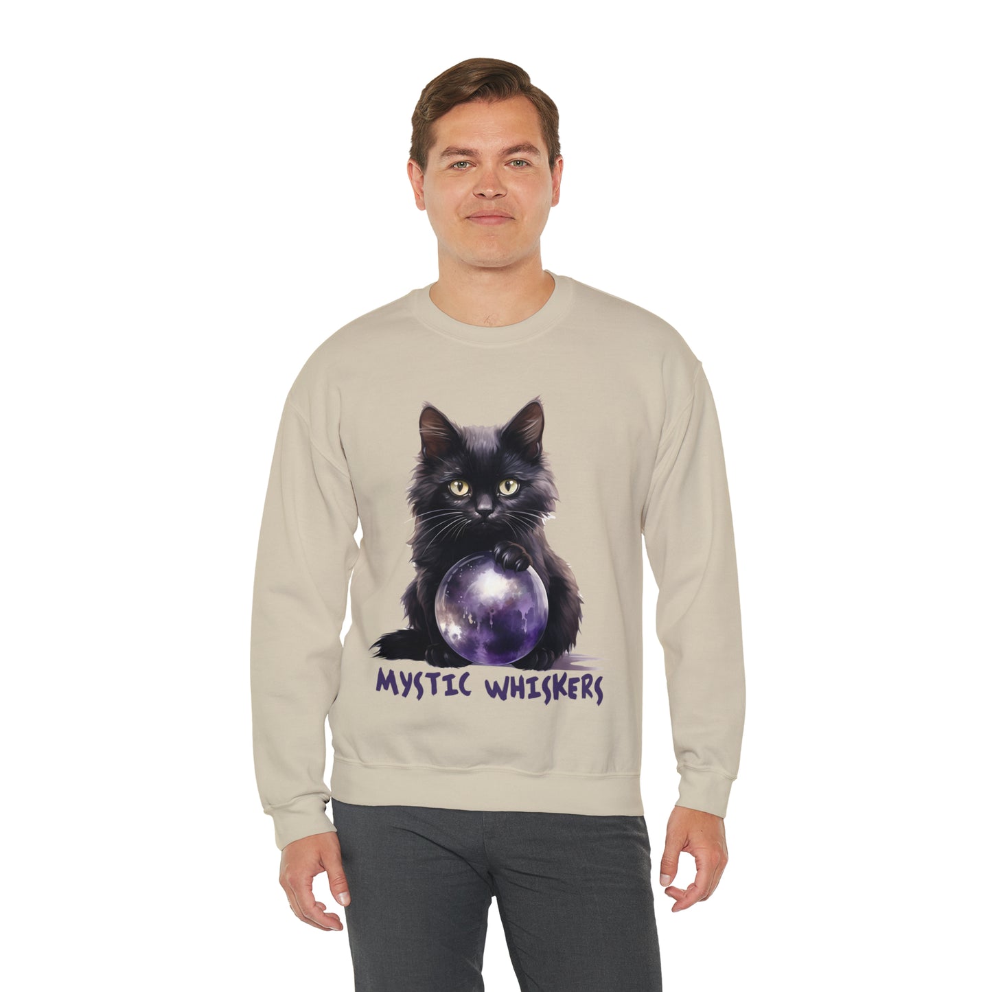 Mystic Whiskers Black Cat Halloween Sweatshirt