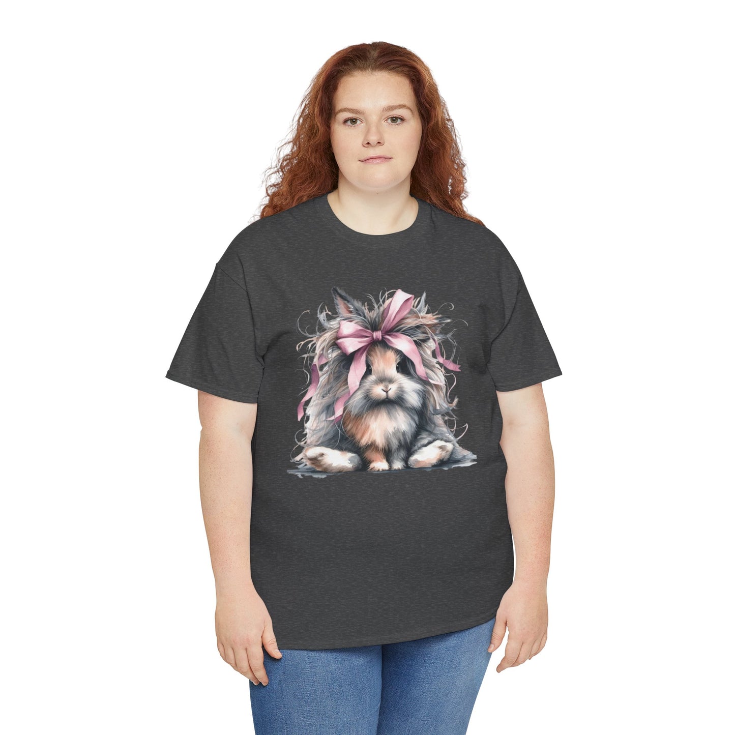 Crazy Long Haired Rabbit With Bow Short Sleeve Tshirt
