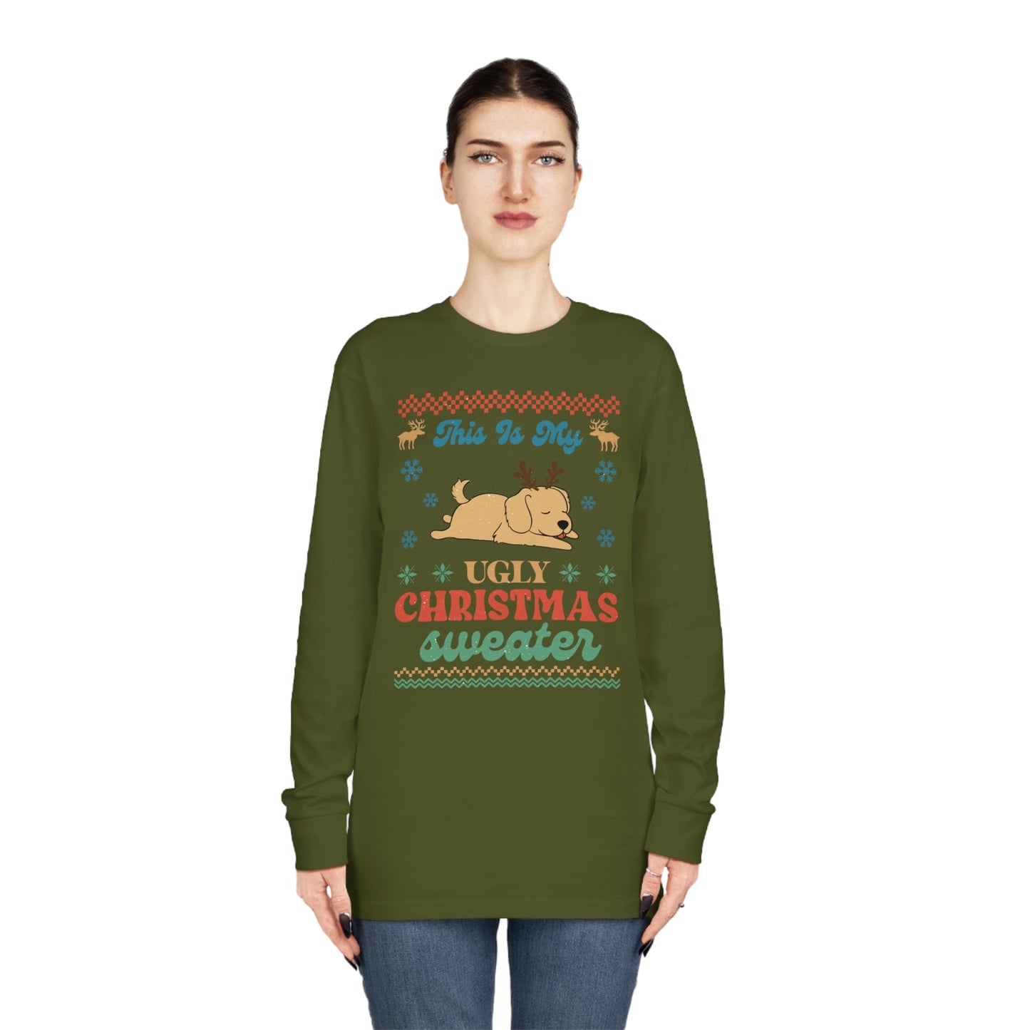 Golden Retriever This is My Ugly Christmas Sweater Long Sleeve Tee