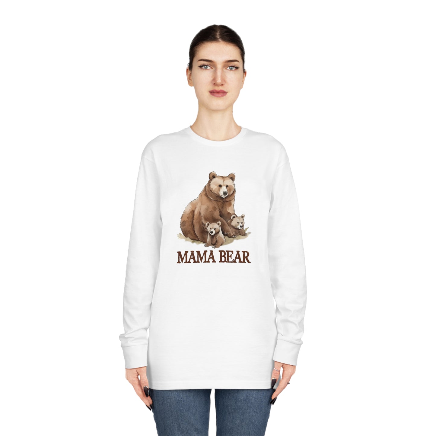 Mama Bear Grizzly Bear with Cubs Long Sleeve T-shirt