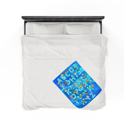 Blue Sea Life Alphabet Plush Blanket