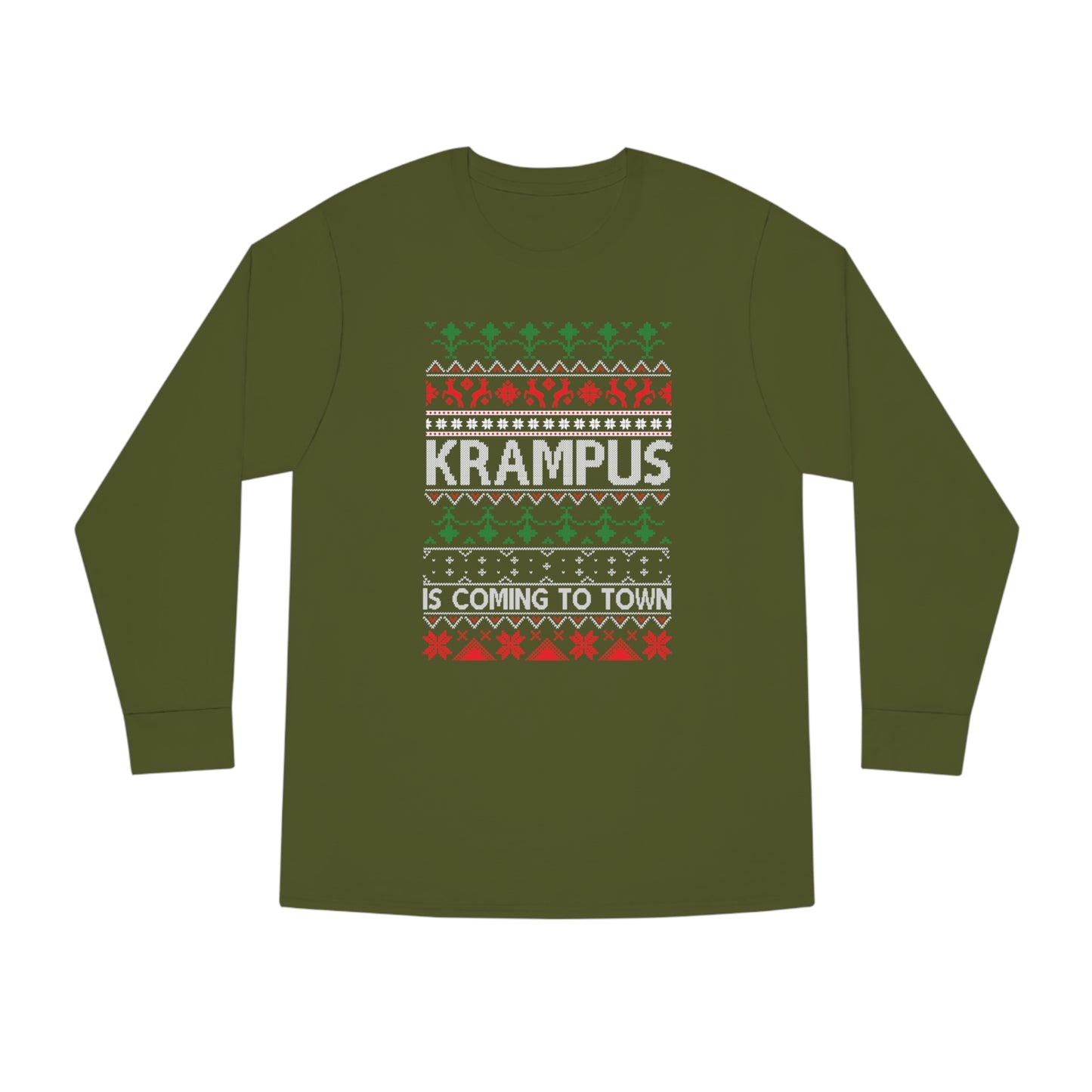 Krampus is Coming to Town Christmas Ugly Sweater Long Sleeve Tee