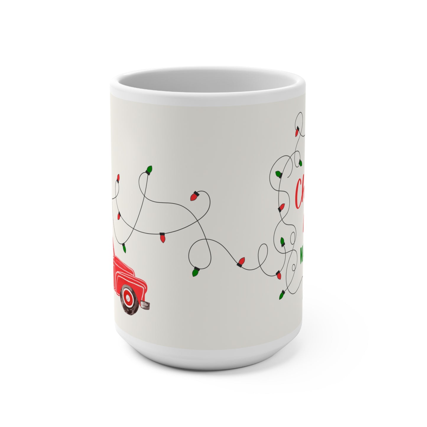 This is My Christmas Movie Watching Mug Red Truck Christmas Lights Mug 15oz